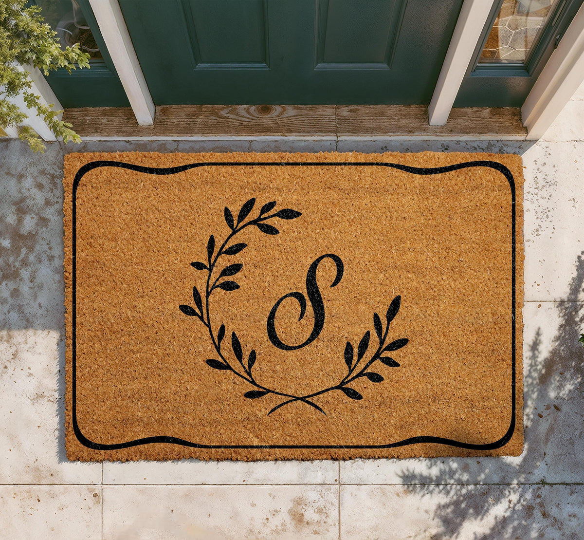 Personalized Monogram Doormat, Custom Family Name Welcome Mat, Natural Coir Entryway Rug