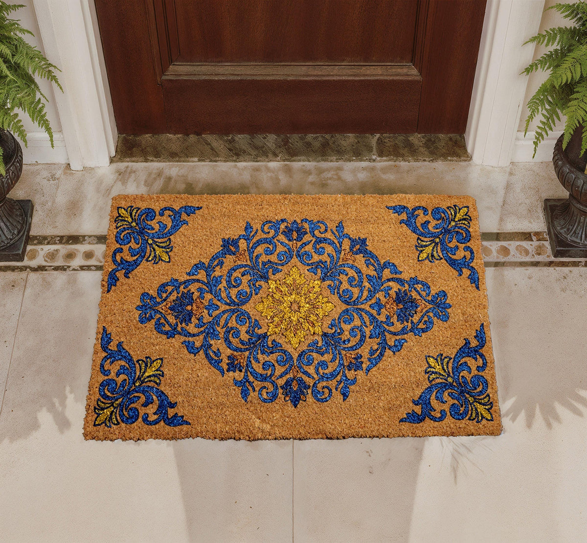 Personalized Coir Doormat, Baroque Style Welcome Mat, Custom Entryway Rug