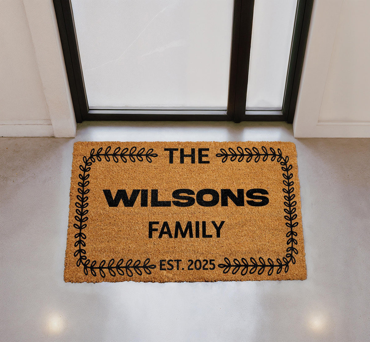 Personalized Sunflower Doormat, Custom Floral Welcome Mat, Farmhouse Entryway Rug