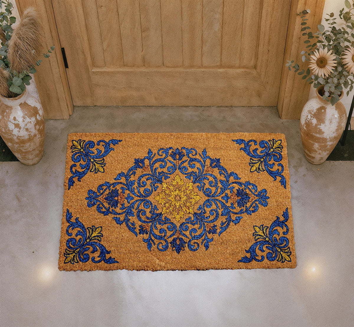 Personalized Coir Doormat, Baroque Style Welcome Mat, Custom Entryway Rug