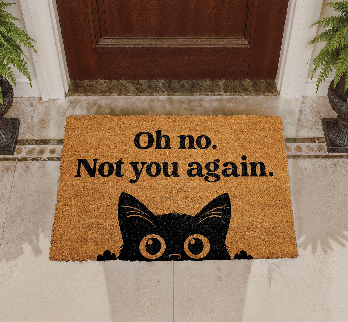 Funny Cat Doormat, "Oh no. Not you again." Welcome Mat, Coir Home Decor