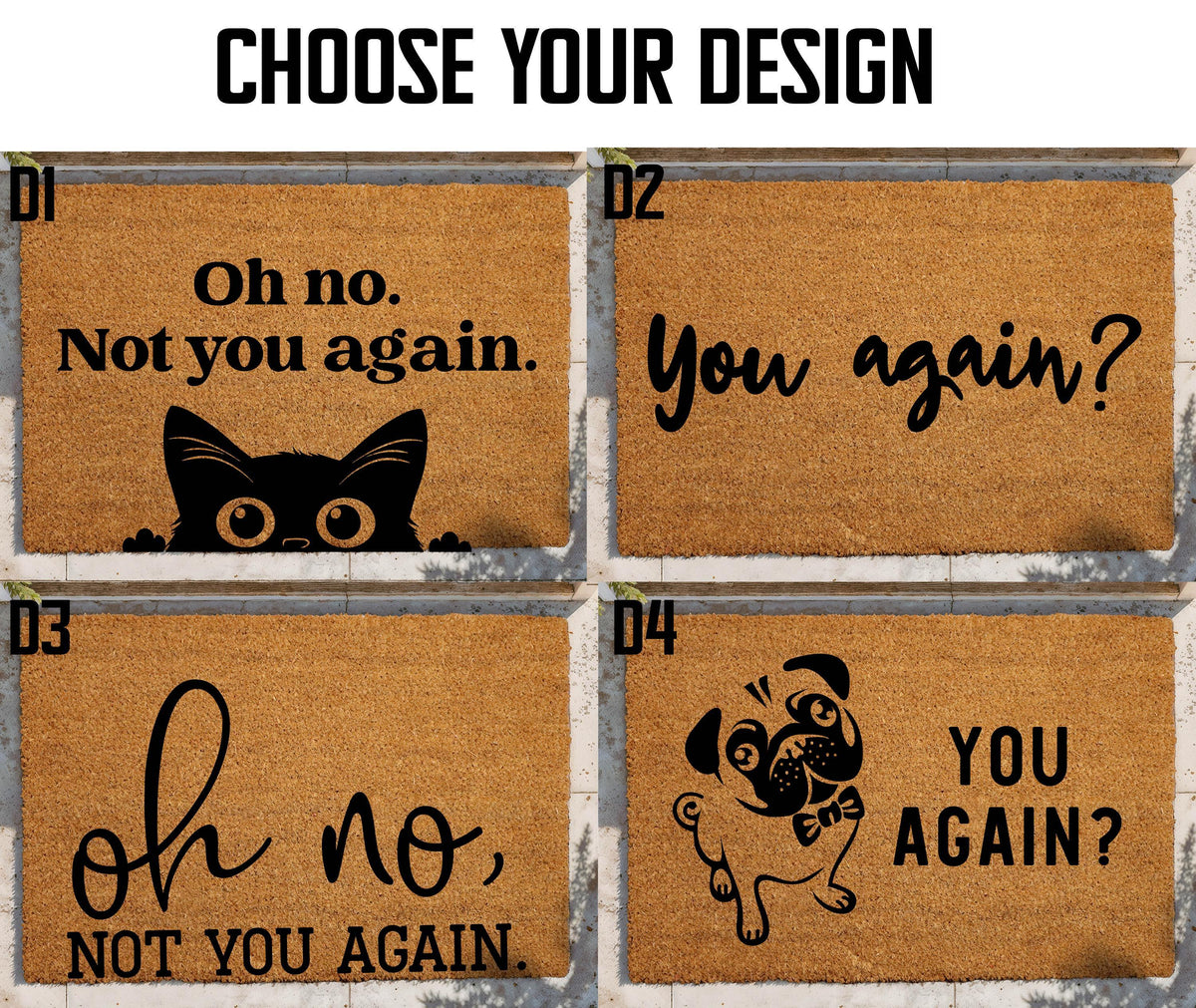 Funny Cat Doormat, "Oh no. Not you again." Welcome Mat, Coir Home Decor
