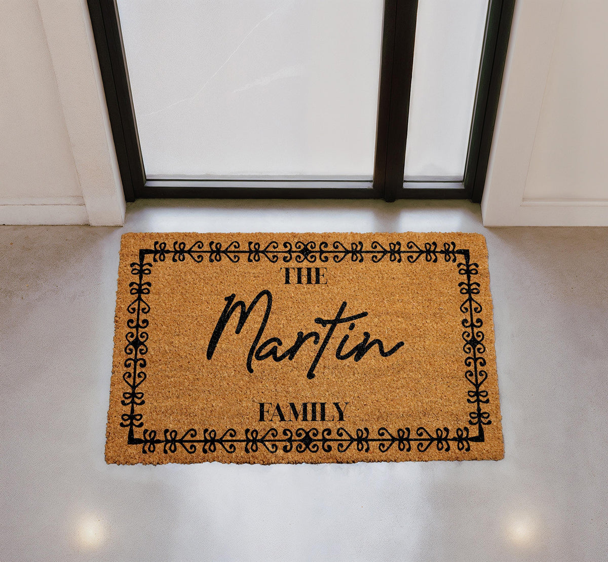 Personalized Coir Welcome Mat, Custom Last Name Doormat, Outdoor Entryway Rug