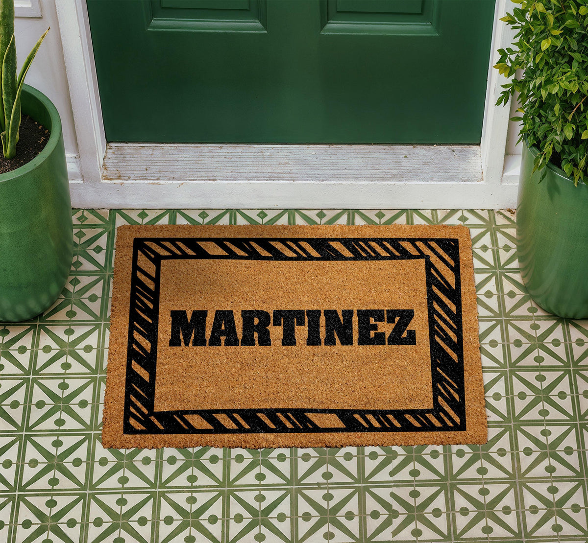 Personalized Coir Welcome Mat, Custom Last Name Doormat, Outdoor Entryway Rug