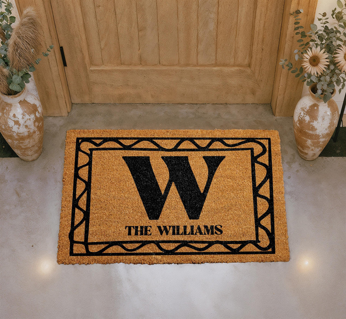 Personalized Coir Welcome Mat, Custom Last Name Doormat, Outdoor Entryway Rug