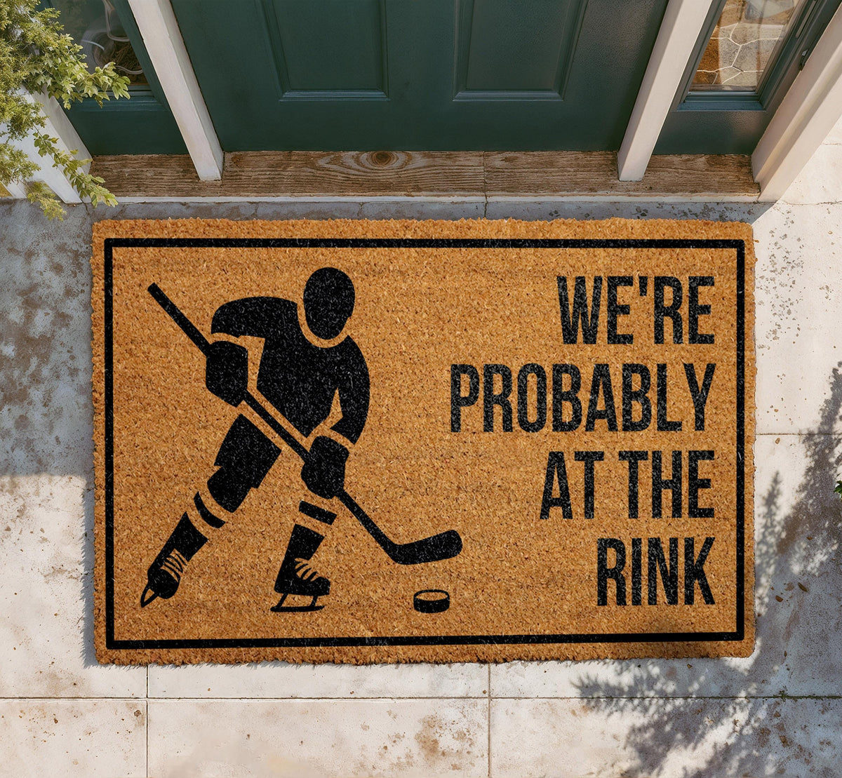 Hockey Player Doormat, We're Probably At The Rink Welcome Mat
