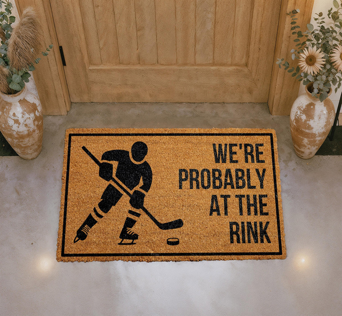 Hockey Player Doormat, We're Probably At The Rink Welcome Mat