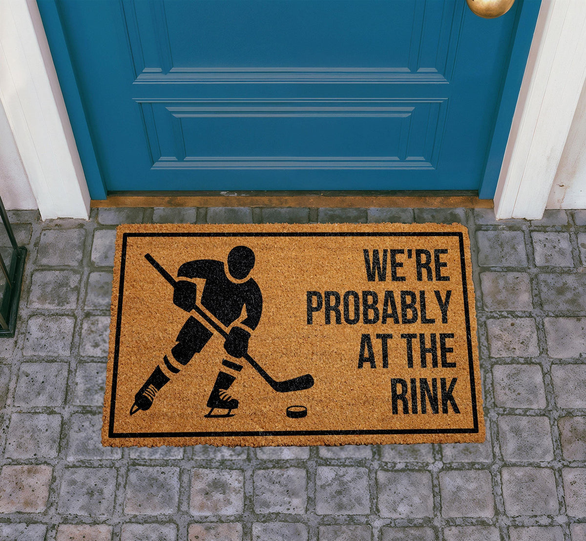 Hockey Player Doormat, We're Probably At The Rink Welcome Mat