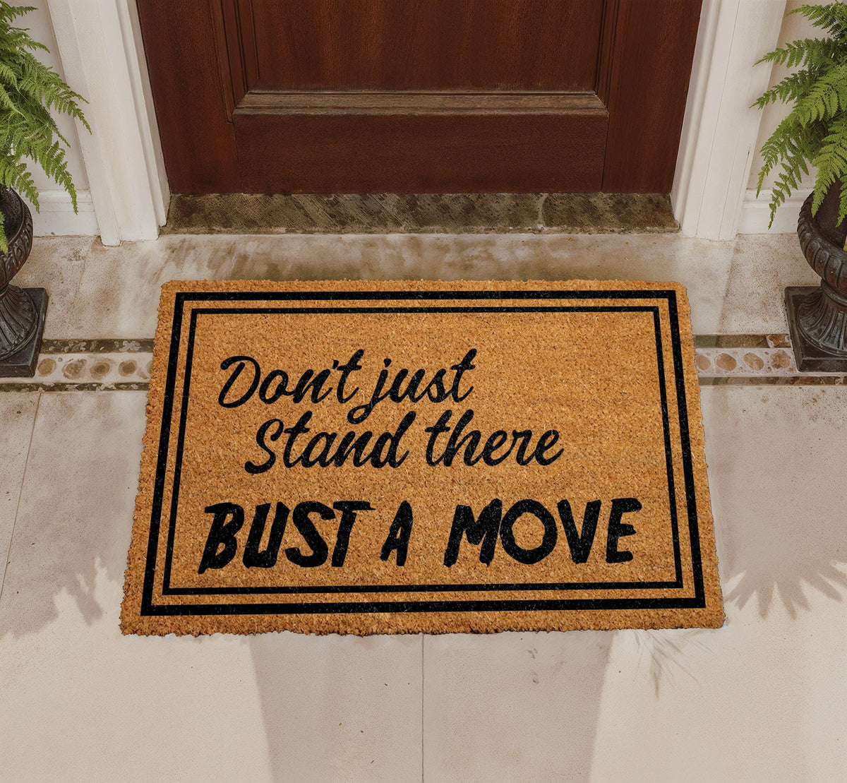 Don't Just Stand There Welcome Mat, Bust A Move Entryway Rug, Natural Fiber Doormat