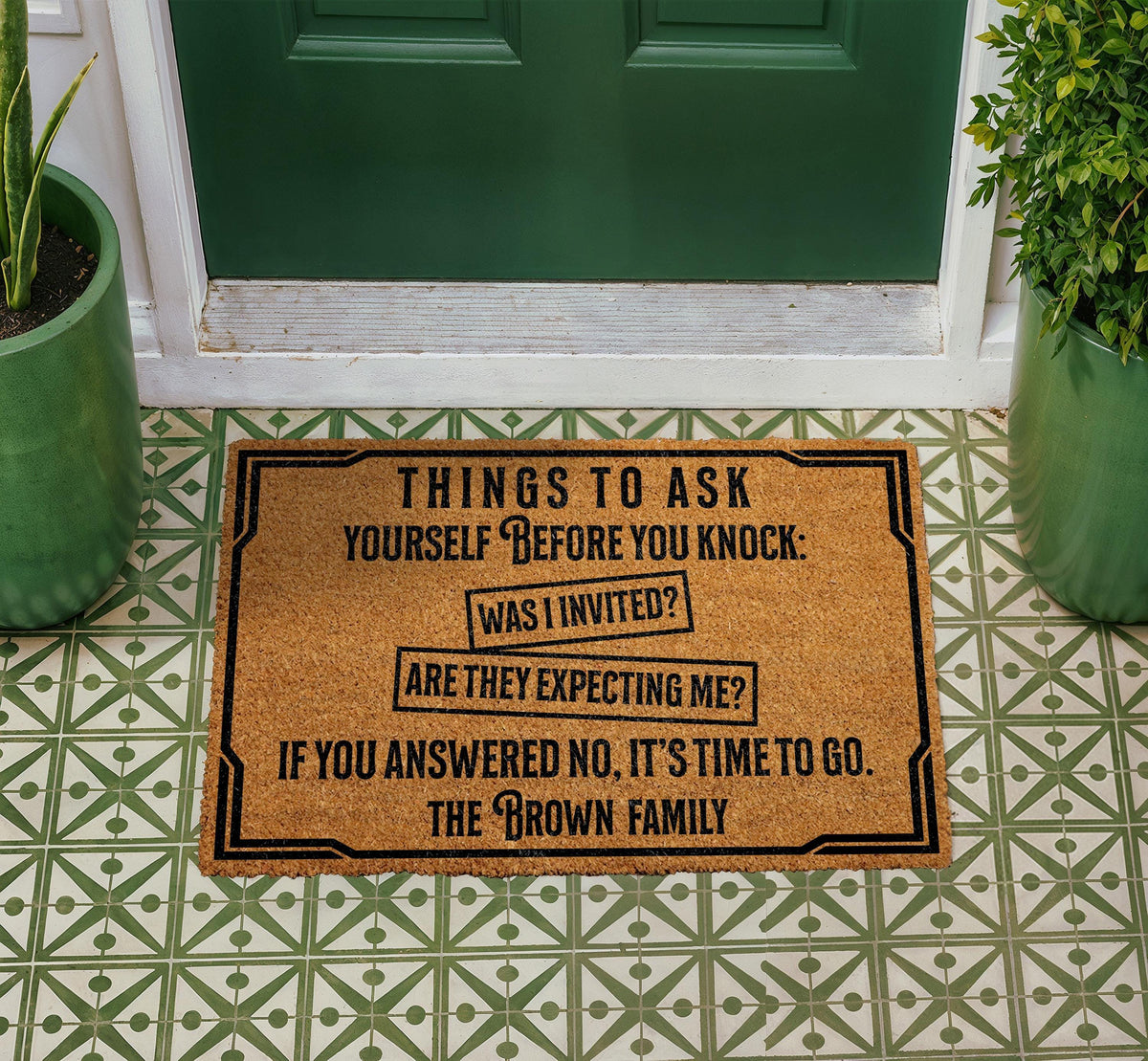 Personalized Coir Doormat, Humorous Welcome Mat, Custom Family Name Rug