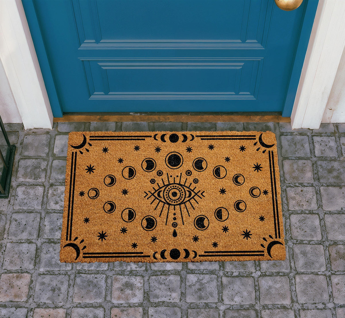 All-Seeing Eye Doormat, Celestial Moon Phases Stars Coir Mat (Personalized)