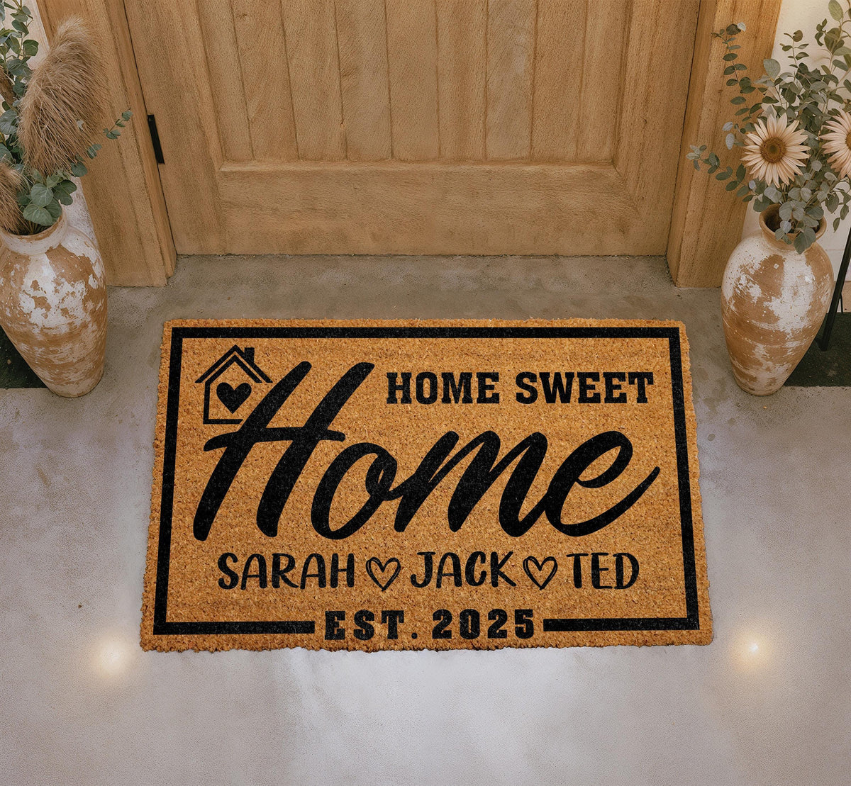 Personalized Coir Doormat, Custom Family Welcome Mat, Outdoor Entryway Rug