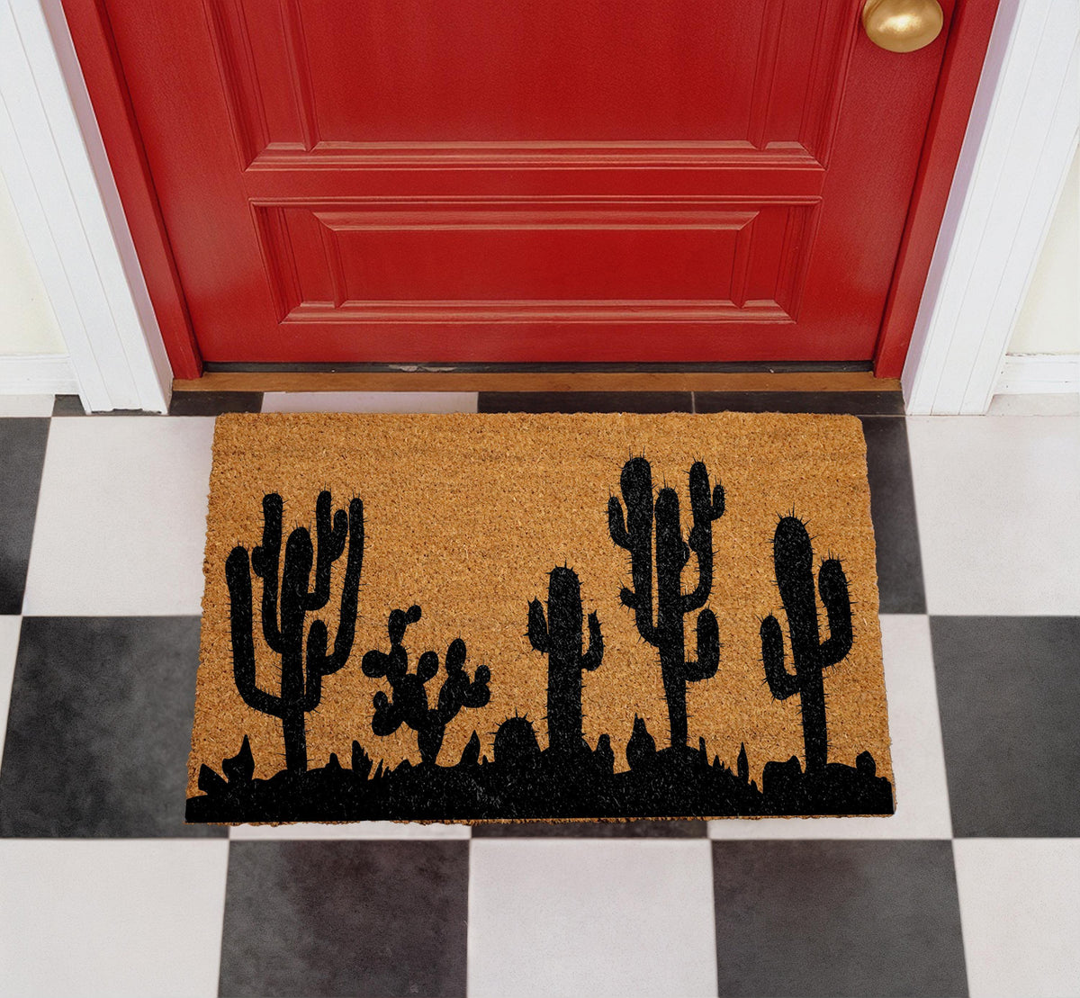 Southwestern Cactus Coir Doormat