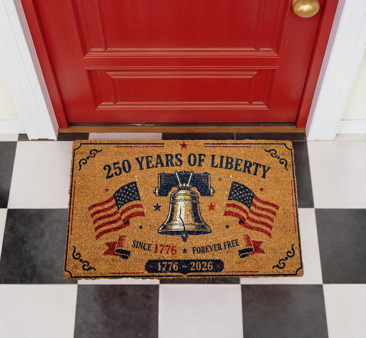 America 250 Celebration Doormat, Liberty Bell Patriotic USA Welcome Rug