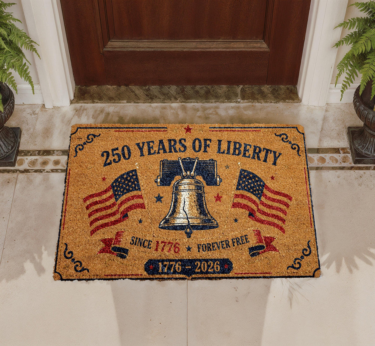 America 250 Celebration Doormat, Liberty Bell Patriotic USA Welcome Rug