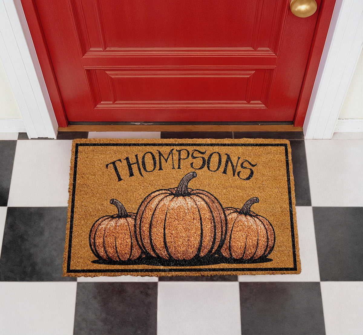 Personalized Pumpkin Family Coir Doormat