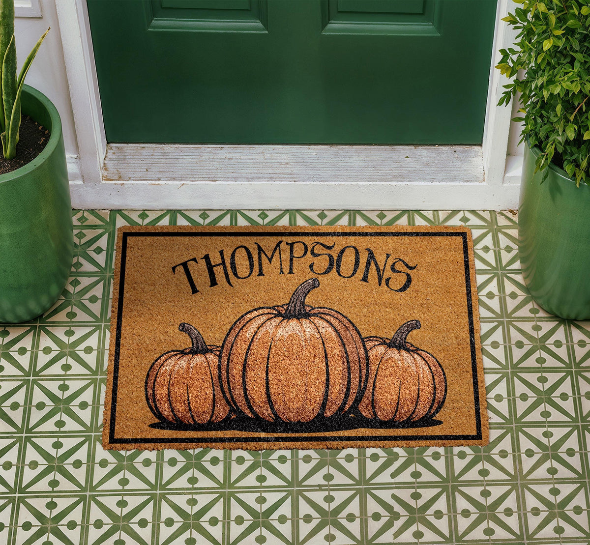 Personalized Pumpkin Family Coir Doormat