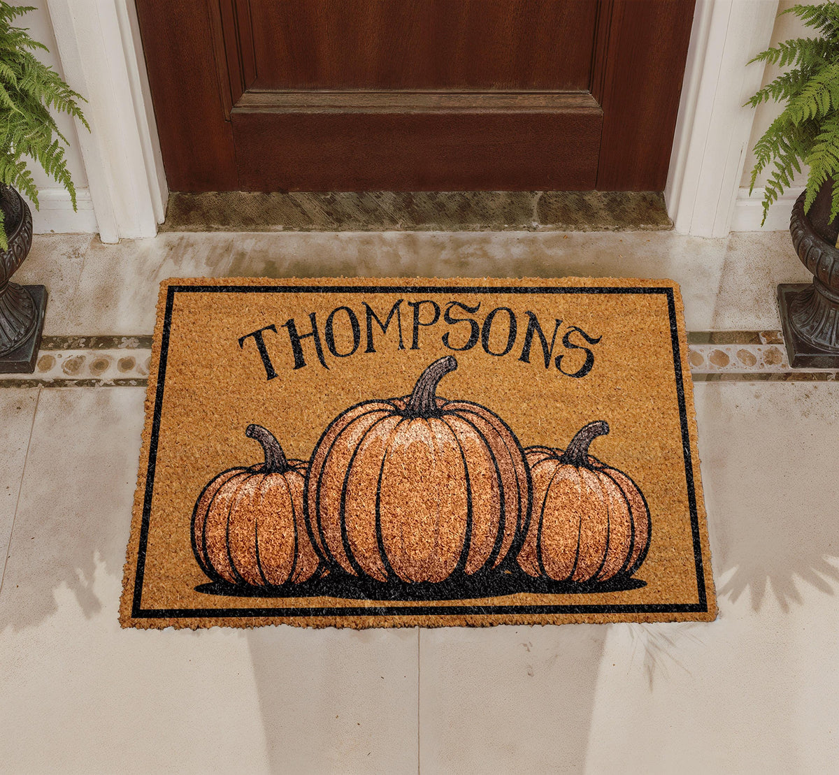 Personalized Pumpkin Family Coir Doormat