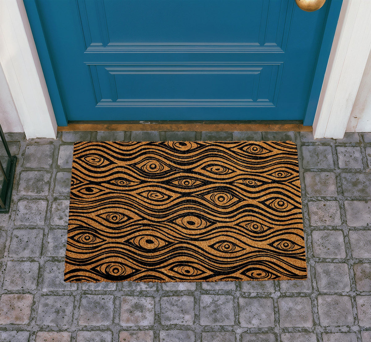 Trippy Eye Pattern Doormat, Psychedelic Illusion Coir Welcome Mat, Boho Outdoor Rug