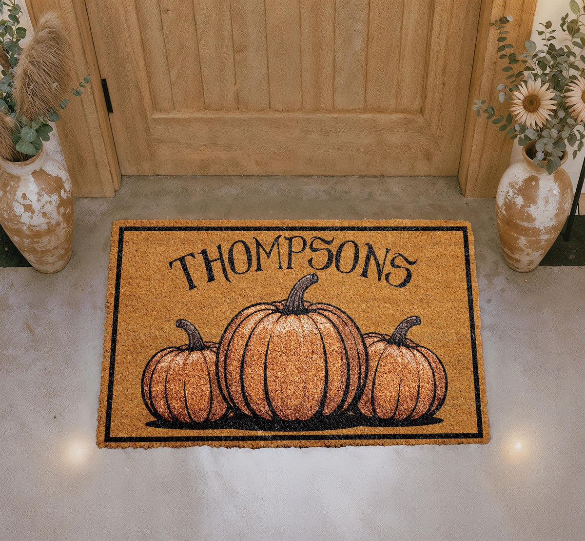 Personalized Pumpkin Family Coir Doormat