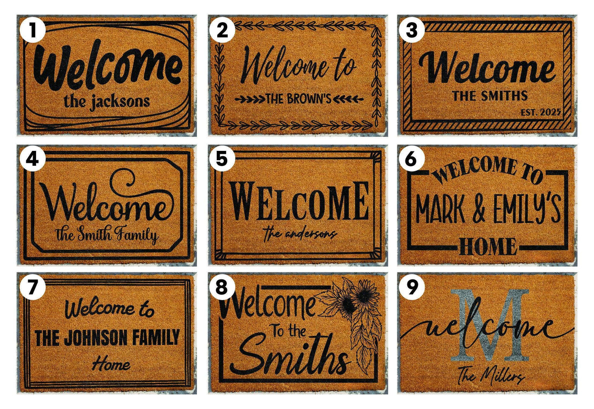Personalized Coir Doormat, Custom Welcome Mat, Family Name Entry Rug, Porch Decor