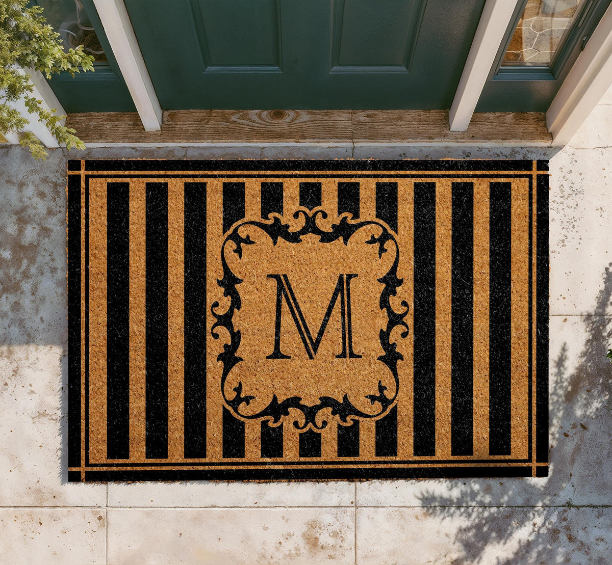 Personalized Monogram Doormat, Custom Family Name Welcome Mat, Natural Coir Rug