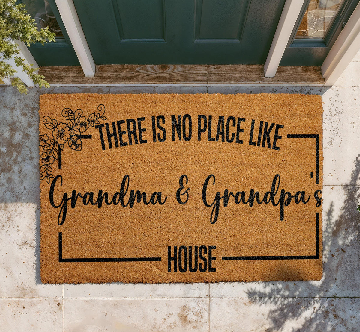 Personalized Grandma Grandpa House Doormat, Natural Coir Welcome Mat