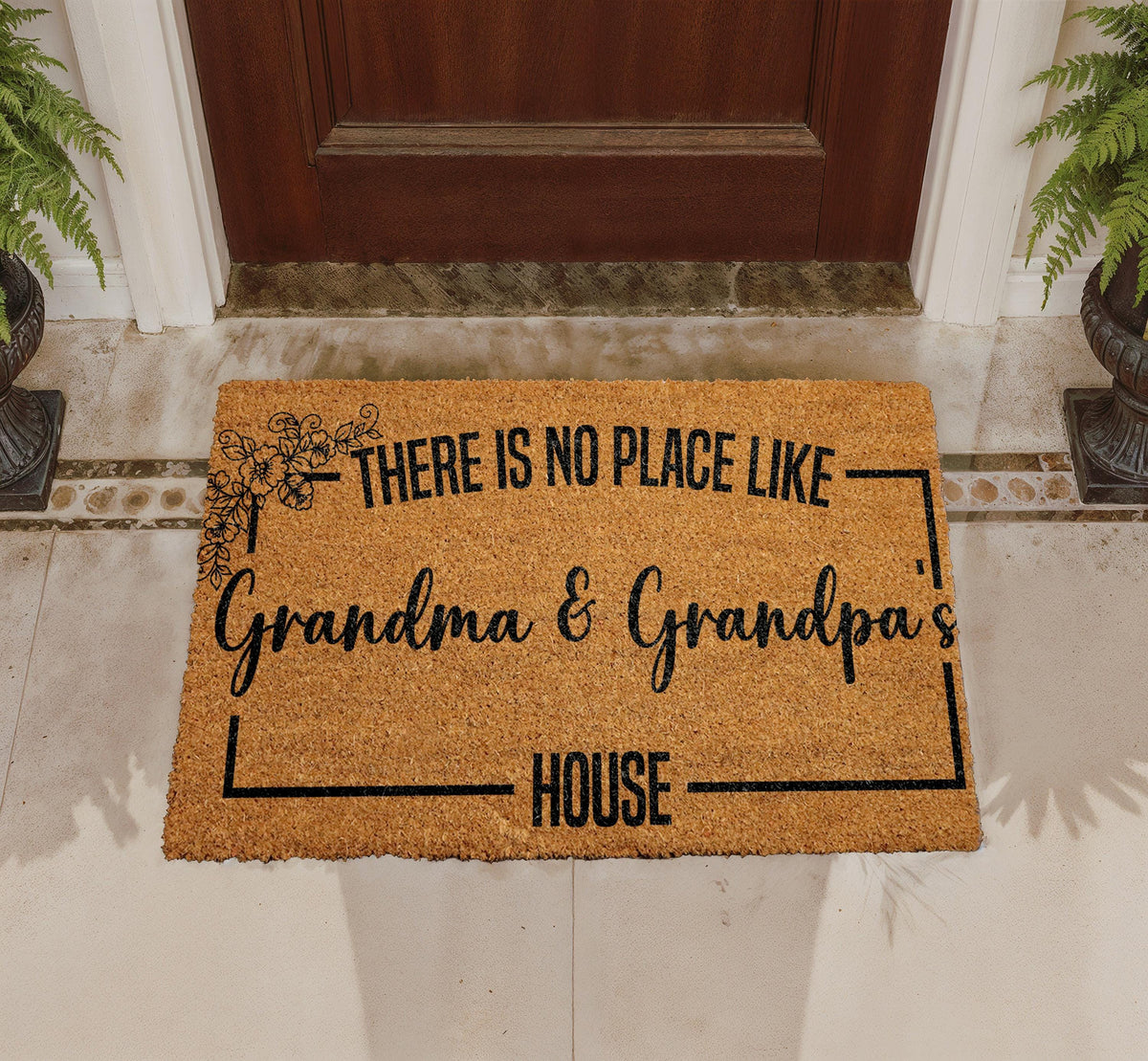Personalized Grandma Grandpa House Doormat, Natural Coir Welcome Mat