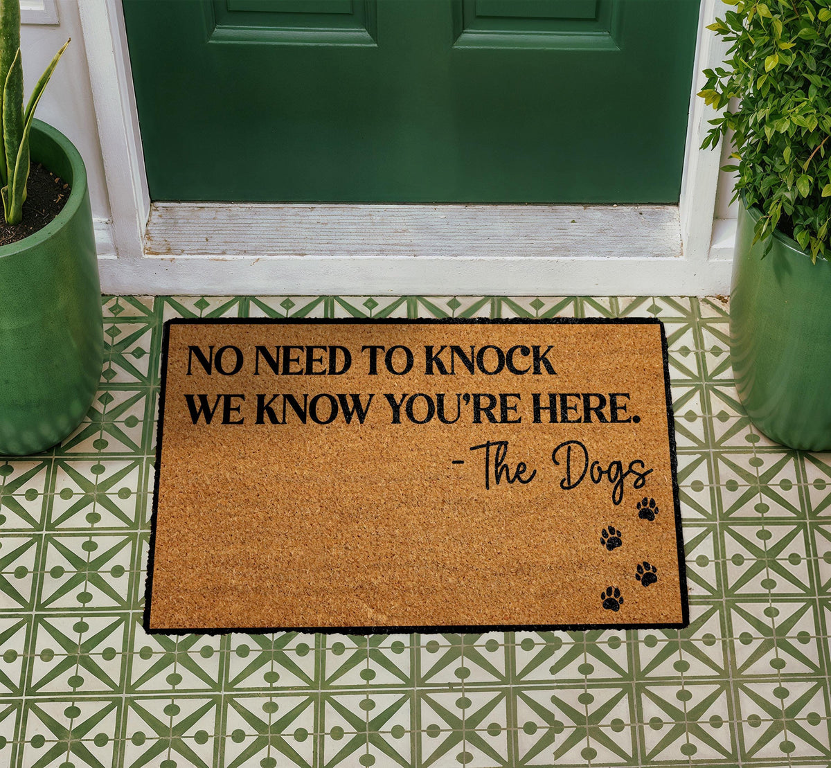 Funny Dog Doormat, "No Need To Knock" Welcome Mat, Pet Owner Gift