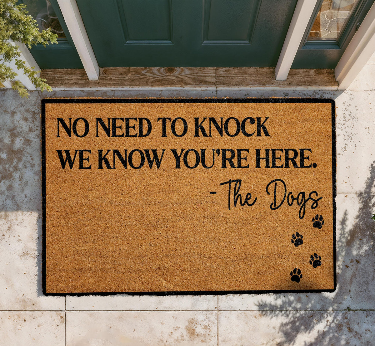 Funny Dog Doormat, "No Need To Knock" Welcome Mat, Pet Owner Gift
