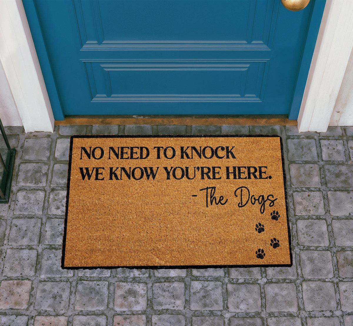 Funny Dog Doormat, "No Need To Knock" Welcome Mat, Pet Owner Gift