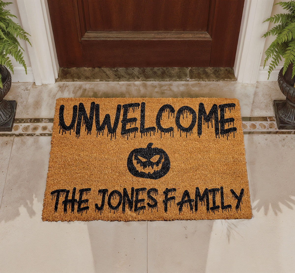 Personalized Unwelcome Halloween Coir Doormat