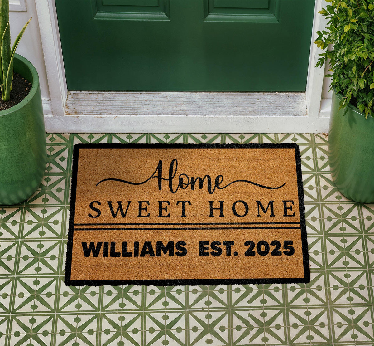 Personalized Coir Welcome Mat, Custom Family Name, Est. Year Doormat (Housewarming Gift)
