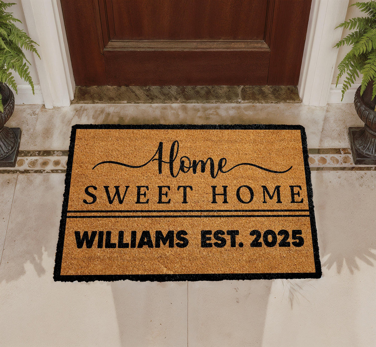 Personalized Coir Welcome Mat, Custom Family Name, Est. Year Doormat (Housewarming Gift)