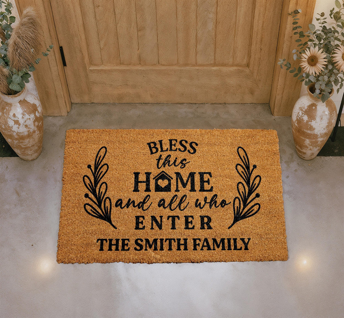 Personalized Coir Doormat, Custom Family Name Welcome Mat, Housewarming Gift