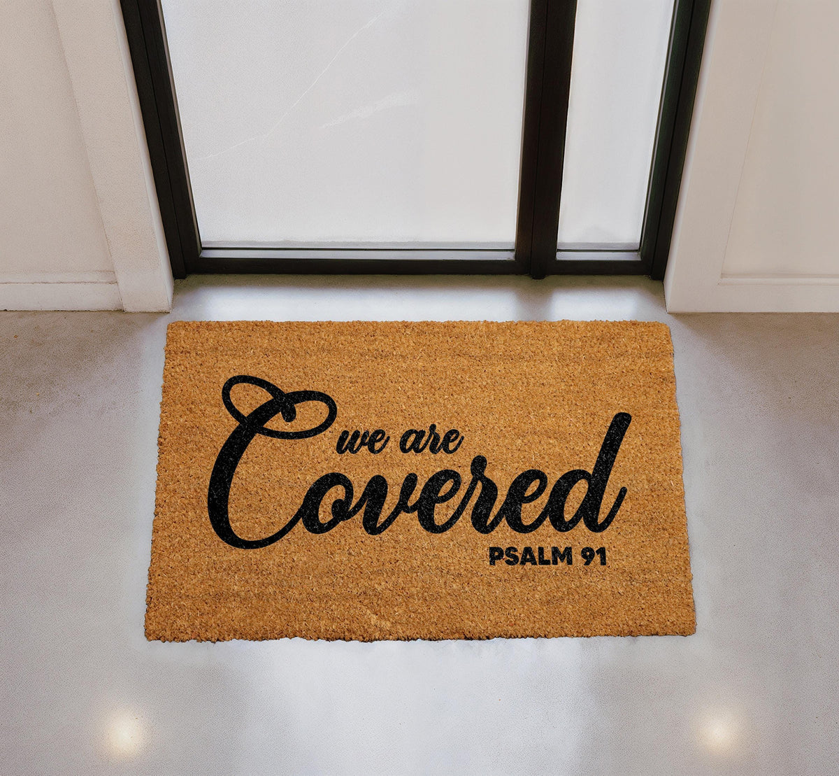 Psalm 91 We Are Covered Christian Scripture Door Mat, Welcome Mat
