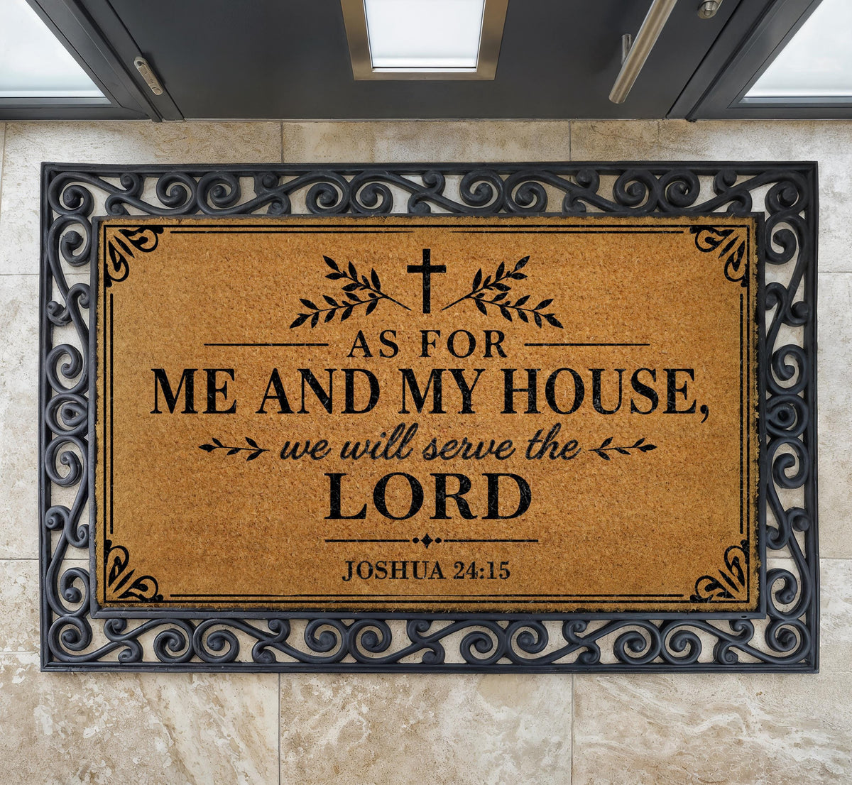 Christian Doormat, Joshua 24:15 Verse, Coir Welcome Mat
