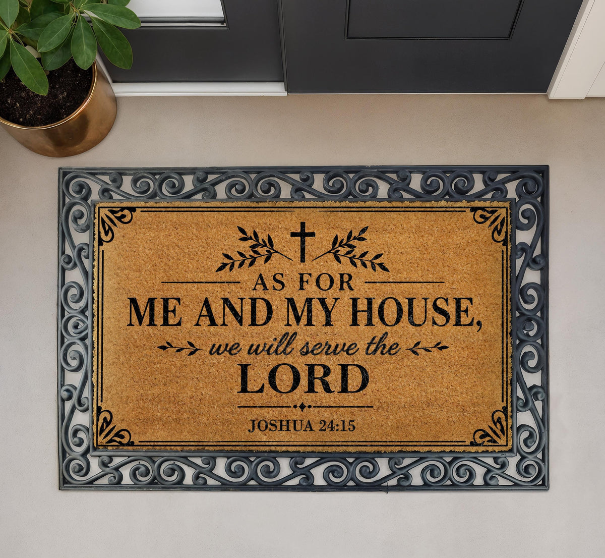 Christian Doormat, Joshua 24:15 Verse, Coir Welcome Mat