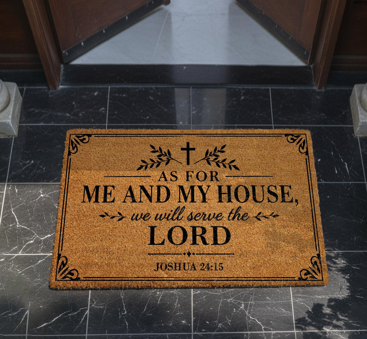 Christian Doormat, Joshua 24:15 Verse, Coir Welcome Mat