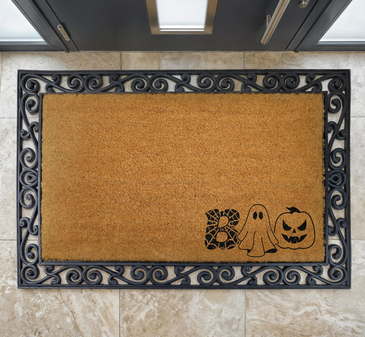 Halloween BOO Doormat, Spooky Ghost Eyeball Pumpkin Welcome Mat