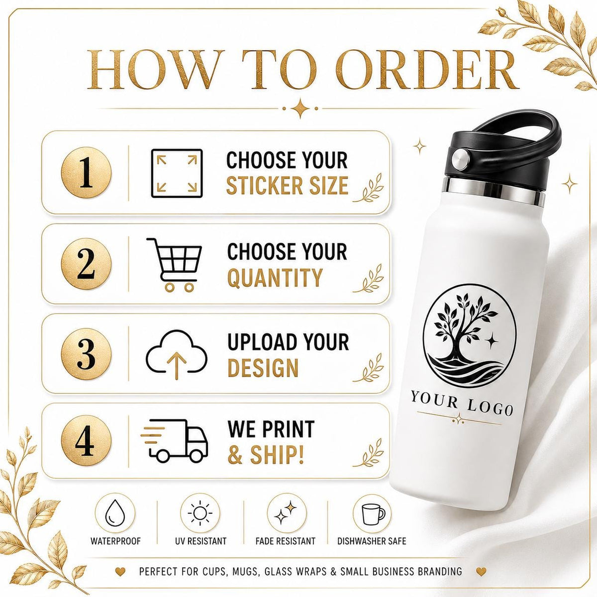 Custom Logo UV DTF Transfers | Waterproof Peel & Stick Branding Decals for Small Business