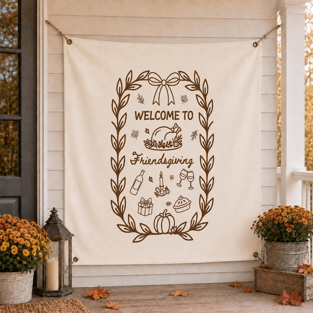 Thanksgiving Friendsgiving Welcome Banner, Autumn Vinyl Yard Sign