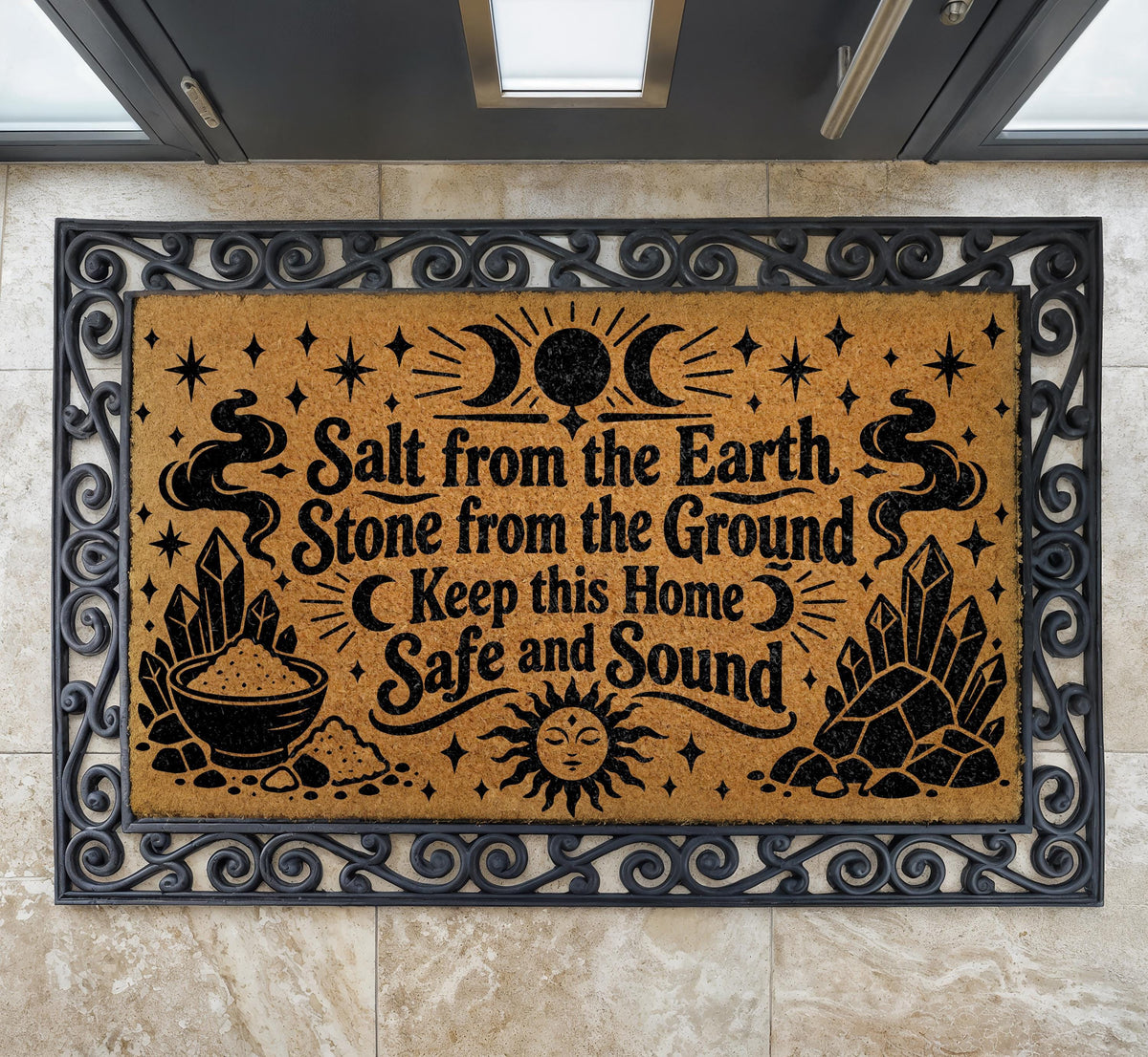 Salt from the Earth Coir Doormat, Spiritual Protection Welcome Mat, Witchy Porch Rug