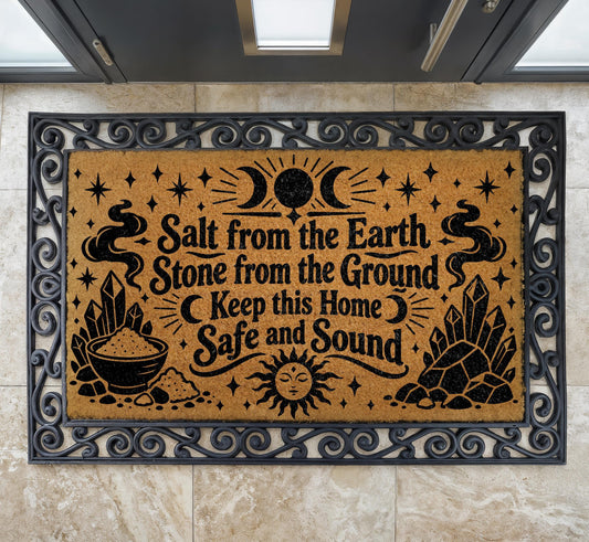Salt from the Earth Coir Doormat, Spiritual Protection Welcome Mat, Witchy Porch Rug