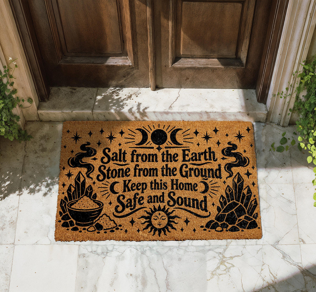 Salt from the Earth Coir Doormat, Spiritual Protection Welcome Mat, Witchy Porch Rug