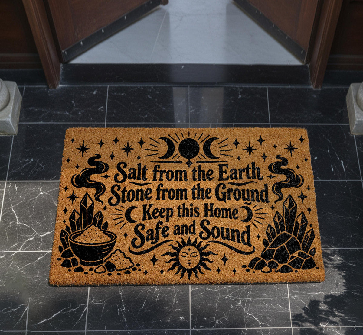 Salt from the Earth Coir Doormat, Spiritual Protection Welcome Mat, Witchy Porch Rug