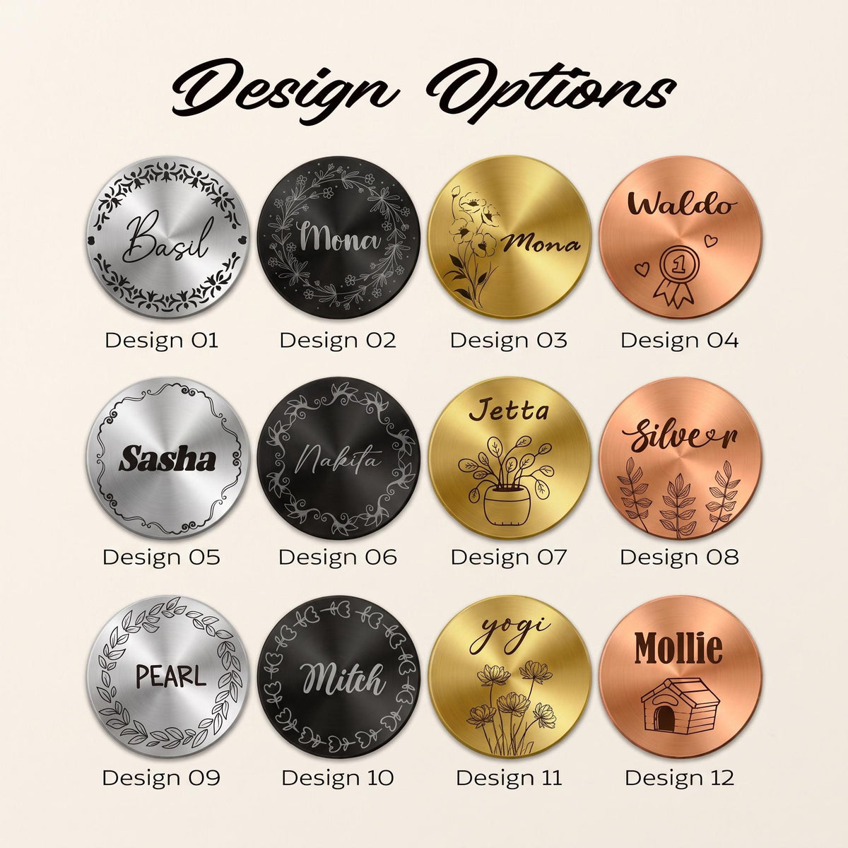 Personalized Stainless Steel Pet ID Tag, Custom Engraved Dog Cat Collar Charm