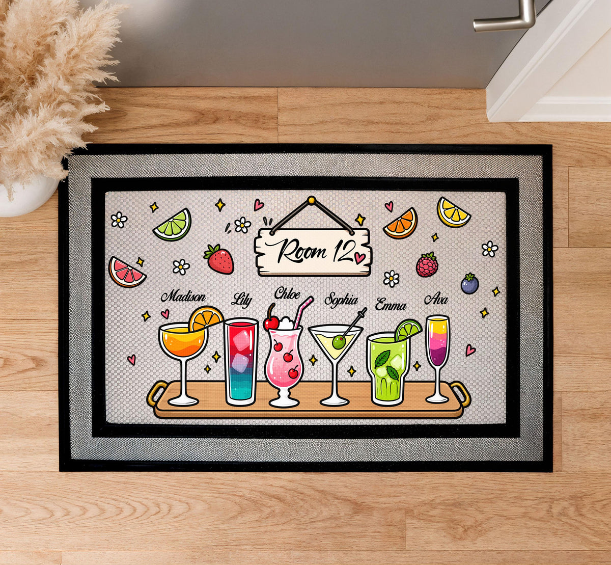 Personalized Cocktail Doormat, College Dorm Room Welcome Mat, Bachelorette Party Decor