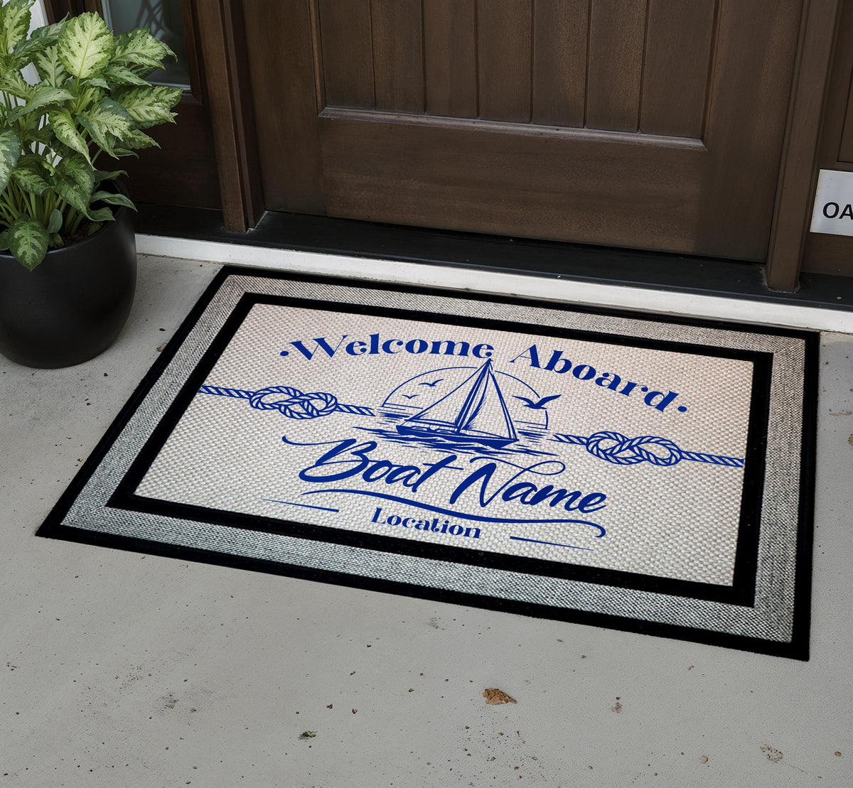 Custom Boat Name Doormat, Nautical Welcome Mat, Sailing Decor (Sublimation Ready)