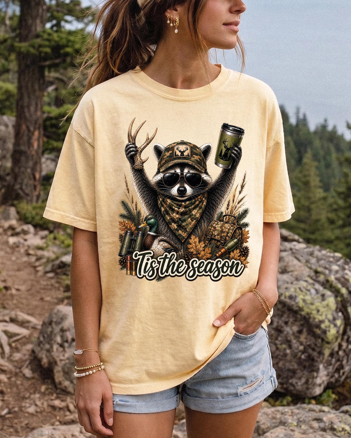 Hunting Season Raccoon Graphic Shirt